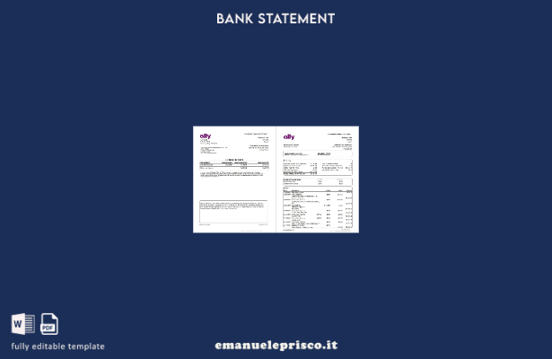 modello di pagine di parole di estratto conto bancario USA Ally in stile verific
